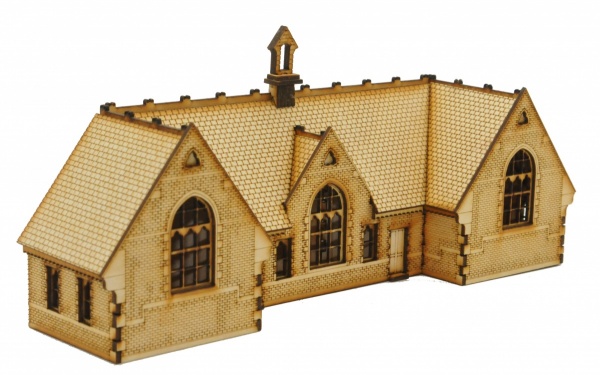 TT-SC002 Half Relief School Building TT:120 Gauge Model Laser Cut Kit[1]